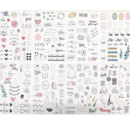 LIANRISES 4 Stück Hochzeit Sticker Liebe Fotoalbum Fotoecken Scrapbook Stickers Verlobung Deko Love Stickers für Hochzeit Geburtstag Party DIY Wohndekoration Kunst Dekoration Aufkleber Liebe von LIANRISES