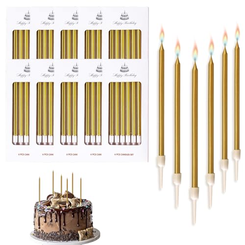 LIANRISES 60 Stück Goldene Kerzen Torte Kuchen, Geburtstagskerzen Kuchen Tortenkerzen Gold, Lange Dünne Kerzen Aus Metall für Hochzeiten, Jubiläumsfeiern, Weihnachtsdekoration LIANRISES 60 Stück Goldene Kerzen Torte Kuchen, Geburtstagskerzen Kuchen Tortenkerzen Gold, Lange Dünne Kerzen Aus Metall für Hochzeiten, Jubiläumsfeiern, Weihnachtsdekoration von LIANRISES