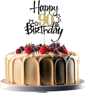 LIANRISES Kuchendekoration 90 Jahre Frau, Cake Topper Geburtstag 90 Jahre Schwarz und Gold LIANRISES Kuchendekoration 90 Jahre Frau, Cake Topper Geburtstag 90 Jahre Schwarz und Gold von LIANRISES
