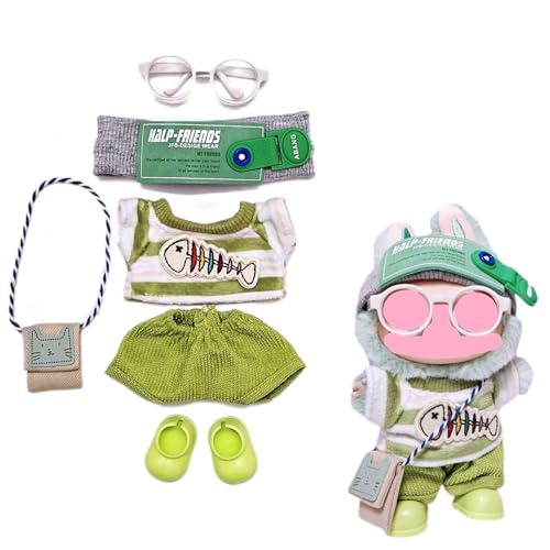 Eine, zwei und drei Generationen Labu Babykleidung, Fischgräten-Set, 6-teiliges Set Labu Babykleidung, 17 cm (Fischgräten-Set vierteiliges Set + Regenstiefel + Brille [Puppen nicht enthalten]) von LIANTRADECOM