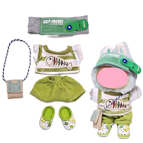 LIANTRADECOM Laabu Kleidung, Fischgräten-Set, sechsteiliges Labu-Kleidungs-Set, 17 cm (Fischgräten-Set, vierteiliges Set + Lochschuhe [ausgenommen Puppen]) von LIANTRADECOM