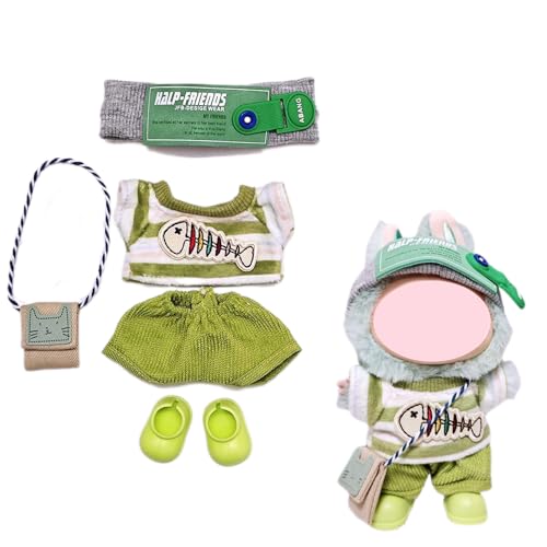 LIANTRADECOM Laabu Kleidung, Fischgräten-Set, sechsteiliges Labu-Kleidungs-Set, 17 cm (Fischgräten-Set, vierteiliges Set + Regenstiefel [ausgenommen Puppen]) von LIANTRADECOM