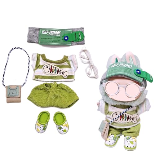 LIANTRADECOM Laabu Kleidung, Fischgräten-Set, sechsteiliges Labu-Kleidungs-Set, 17 cm (Fischgräten-Set, vierteiliges Set mit Lochschuhen + Brille (Puppen nicht enthalten) von LIANTRADECOM