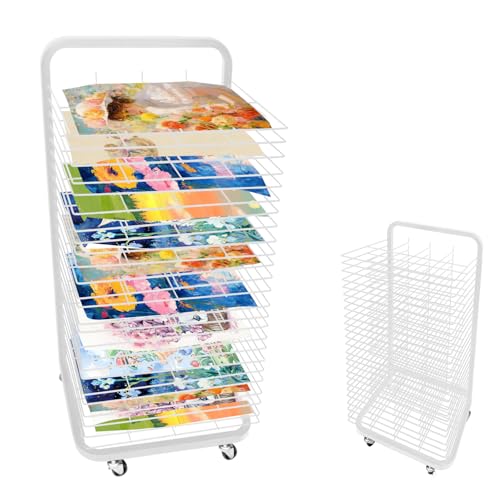 LIAQICHA Mobiles Kunst-Abtropfgestell für Klassenzimmer mit 25 abnehmbaren Regalen, stabiles Metall-Kunstregal zum Trocknen von Malerei, Papierkunst-Display und Leinwandaufbewahrung, 82 x 37 x 44 cm LIAQICHA Mobiles Kunst-Abtropfgestell für Klassenzimmer mit 25 abnehmbaren Regalen, stabiles Metall-Kunstregal zum Trocknen von Malerei, Papierkunst-Display und Leinwandaufbewahrung, 82 x 37 x 44 cm von LIAQICHA