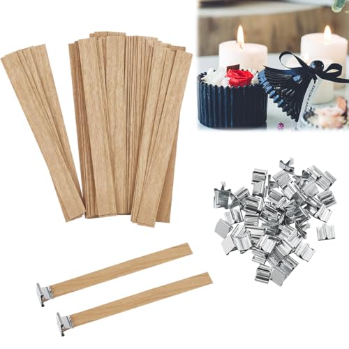 LIAVOP 100 Stück Holzdocht für Kerzen, mit 100 Eisenstützen, Holzdocht für Kerzen, Holzdocht für Kerzen, Holzdocht zur Kerzenherstellung LIAVOP 100 Stück Holzdocht für Kerzen, mit 100 Eisenstützen, Holzdocht für Kerzen, Holzdocht für Kerzen, Holzdocht zur Kerzenherstellung von LIAVOP