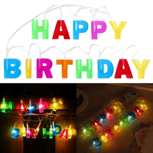 LIAVOP Happy Birthday Led, Batteriebetrieben, Happy Birthday Lichterkette Für Den Innenbereich, Weihnachten, Geburtstag, Party, Mehrfarbig LIAVOP Happy Birthday Led, Batteriebetrieben, Happy Birthday Lichterkette Für Den Innenbereich, Weihnachten, Geburtstag, Party, Mehrfarbig von LIAVOP