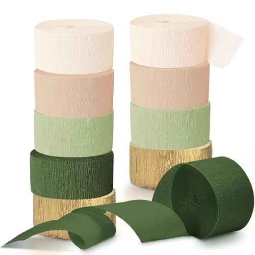 10 Rollen Hochzeitsdekorationen Partydekorationen, Grün Gold Khaki Krepppapier Luftschlangen für Boho-Babyparty, Hochzeit, Verlobungsfeier, Frühlingsparty, Geburtstagsparty-Zubehör 10 Rollen Hochzeitsdekorationen Partydekorationen, Grün Gold Khaki Krepppapier Luftschlangen für Boho-Babyparty, Hochzeit, Verlobungsfeier, Frühlingsparty, Geburtstagsparty-Zubehör von LIBAXIN