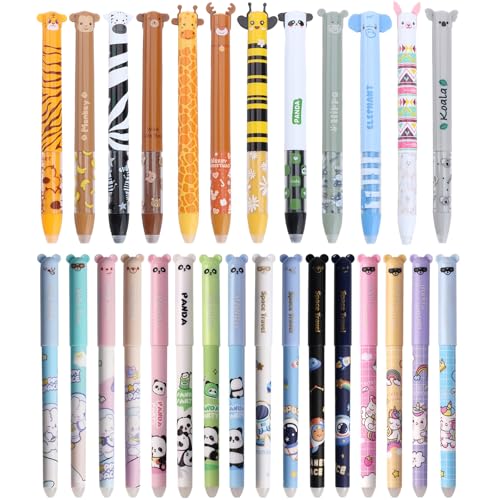 28 Stück Radierbare Gelstiften,Set Von 28 LöSchbaren GelStiften Cartoon Kugelschreiber Stifte Set,Zweifarbige Gedrückte Radierbare Stifte,0.7 mm&0.5mm, Mehrere Farben und Tiermotive,Geburtstag für Ki 28 Stück Radierbare Gelstiften,Set Von 28 LöSchbaren GelStiften Cartoon Kugelschreiber Stifte Set,Zweifarbige Gedrückte Radierbare Stifte,0.7 mm&0.5mm, Mehrere Farben und Tiermotive,Geburtstag für Ki von LIBAXIN