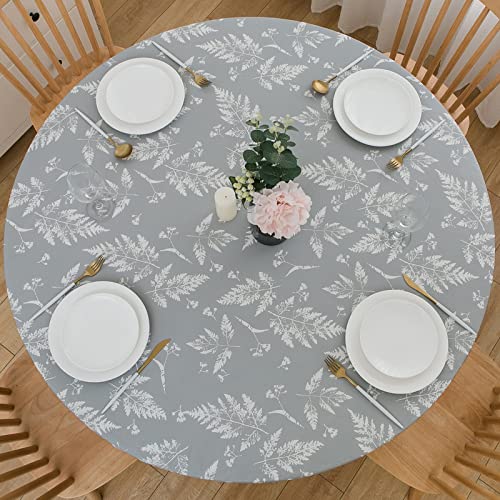 LIBERECOO Runde Vinyl-Tischdecke mit Flanell-Rückseite, elastischer Rand, Kunststoff-Tischdecke, wasserdicht, schmutzabweisend, abwischbar, für runde Tische LIBERECOO Runde Vinyl-Tischdecke mit Flanell-Rückseite, elastischer Rand, Kunststoff-Tischdecke, wasserdicht, schmutzabweisend, abwischbar, für runde Tische von LIBERECOO