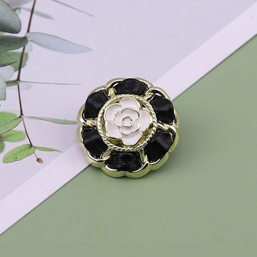 LIBERGA 10 Stück Blumen Form Knöpfe mit Schaft, Dekorativer Knopf mit Goldenem Rand für Kleidung Strickjacken Mäntel Bastelprojekte, Schwarz, 23mm LIBERGA 10 Stück Blumen Form Knöpfe mit Schaft, Dekorativer Knopf mit Goldenem Rand für Kleidung Strickjacken Mäntel Bastelprojekte, Schwarz, 23mm von LIBERGA