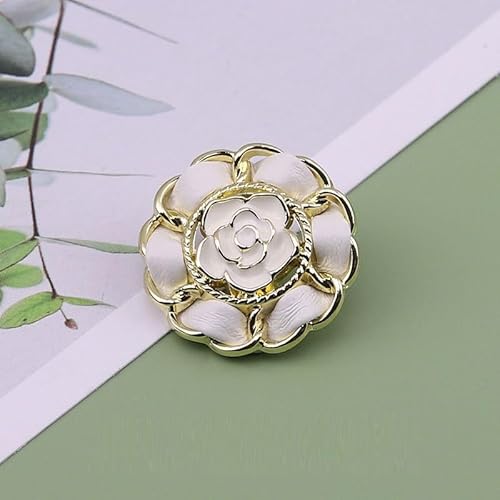 LIBERGA 10 Stück Blumen Form Knöpfe mit Schaft, Goldener Rand, Dekorativer Knopf für Kleidung Strickjacken Mantel Bastelprojekte, Weiß, 23mm LIBERGA 10 Stück Blumen Form Knöpfe mit Schaft, Goldener Rand, Dekorativer Knopf für Kleidung Strickjacken Mantel Bastelprojekte, Weiß, 23mm von LIBERGA