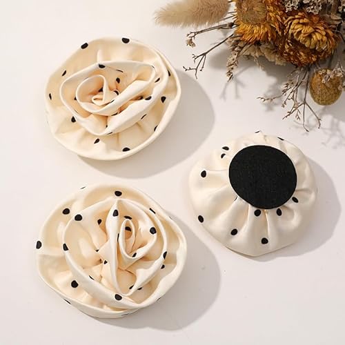 LIBERGA 10 Stück Kunstblumen Aus Satinstoff mit Runden Punkten, Accessoires Zur Kleidungsdekoration, 8cm Große Blumenköpfe Zur Herstellung Von Haarschmuck von LIBERGA
