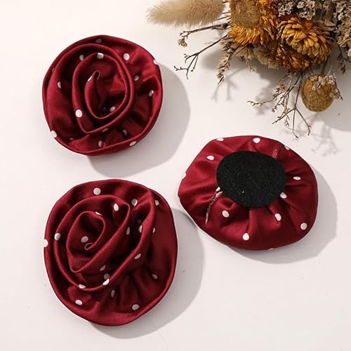 LIBERGA 10 Stück Kunstblumen Aus Satinstoff mit Runden Punkten, Dekorationszubehör für Kleidung, 8cm Große Blumenköpfe Zur Herstellung Von Haarschmuck, Dunkelrot LIBERGA 10 Stück Kunstblumen Aus Satinstoff mit Runden Punkten, Dekorationszubehör für Kleidung, 8cm Große Blumenköpfe Zur Herstellung Von Haarschmuck, Dunkelrot von LIBERGA