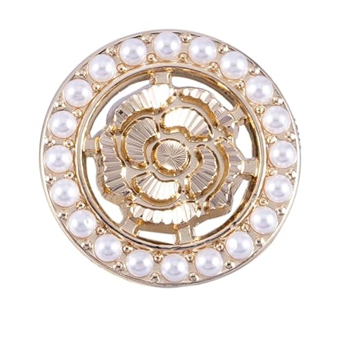 LIBERGA 10 Stück Metall Blumen Perlen Knöpfe mit Schaft, Runder Knopf für Kleidung Strickjacken Mantel Bastelprojekte, Gold, 18mm LIBERGA 10 Stück Metall Blumen Perlen Knöpfe mit Schaft, Runder Knopf für Kleidung Strickjacken Mantel Bastelprojekte, Gold, 18mm von LIBERGA