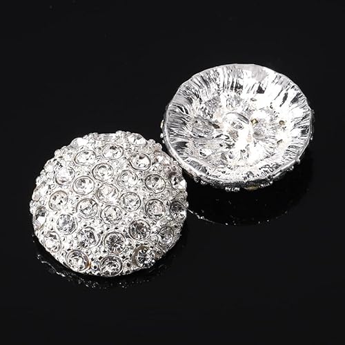 LIBERGA 10 Stück Metall Strass Knöpfe mit Schaft, Runder Knopf für Kleidung Strickjacken Mantel Bastelprojekte, Silber, 23mm LIBERGA 10 Stück Metall Strass Knöpfe mit Schaft, Runder Knopf für Kleidung Strickjacken Mantel Bastelprojekte, Silber, 23mm von LIBERGA