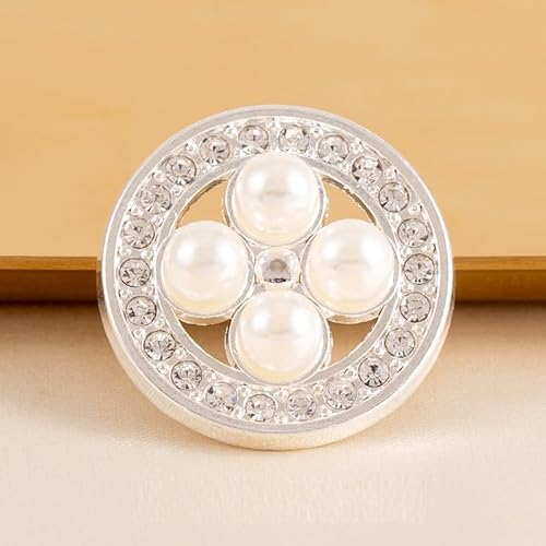 LIBERGA 10 Stück Perlen Strass Knöpfe mit Schaft, Runder Knopf für Kleidung Strickjacken Mantel Bastelprojekte, Silber, 18mm LIBERGA 10 Stück Perlen Strass Knöpfe mit Schaft, Runder Knopf für Kleidung Strickjacken Mantel Bastelprojekte, Silber, 18mm von LIBERGA