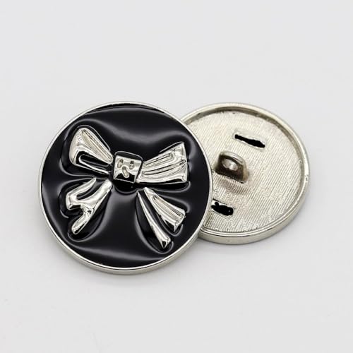 LIBERGA 10 Stück Runde Knöpfe Mit Schaft, Zierknöpfe Mit Schleife Für Damen Kleidung Strickjacken Mäntel Hemden Bastelprojekte, Silberne Unterseite, Schwarz, 22mm LIBERGA 10 Stück Runde Knöpfe Mit Schaft, Zierknöpfe Mit Schleife Für Damen Kleidung Strickjacken Mäntel Hemden Bastelprojekte, Silberne Unterseite, Schwarz, 22mm von LIBERGA