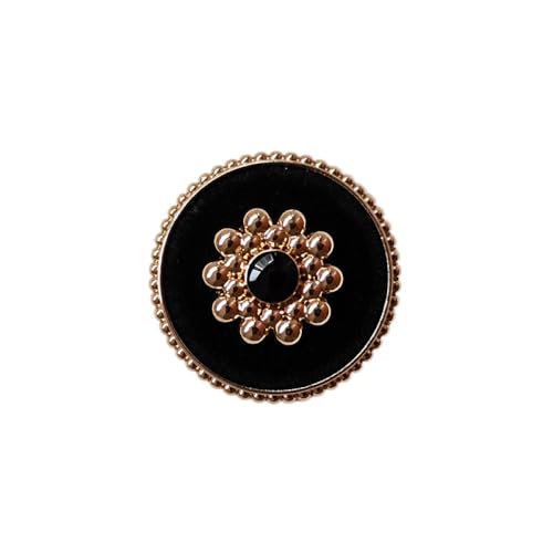LIBERGA 10 Stück Schwarze Runde Knöpfe Mit Schaft, Dekorativer Knöpfe Mit Goldenem Rand Für Damen Kleidung Strickjacken Mäntel Bastelprojekte, 24,5mm LIBERGA 10 Stück Schwarze Runde Knöpfe Mit Schaft, Dekorativer Knöpfe Mit Goldenem Rand Für Damen Kleidung Strickjacken Mäntel Bastelprojekte, 24,5mm von LIBERGA