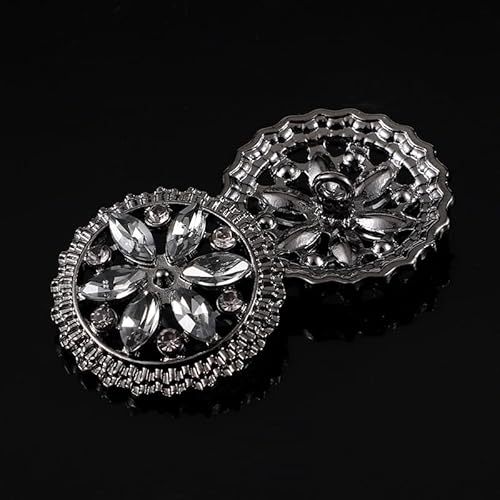 LIBERGA 10 Stück Strass Blumen Metall Knöpfe mit Schaft, Runder Knopf für Kleidung Strickjacken Mantel Bastelprojekte, Schwarz, 20mm LIBERGA 10 Stück Strass Blumen Metall Knöpfe mit Schaft, Runder Knopf für Kleidung Strickjacken Mantel Bastelprojekte, Schwarz, 20mm von LIBERGA