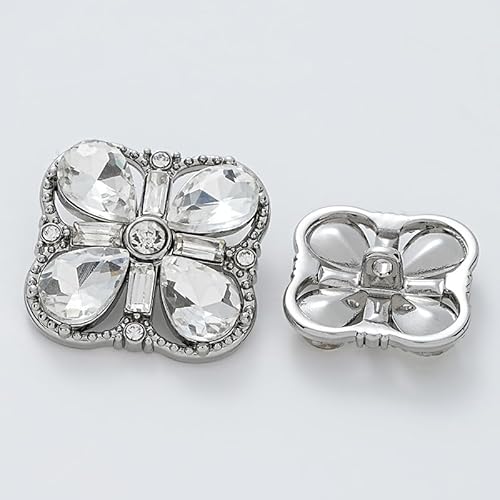 LIBERGA 10 Stück Strass Deko Knöpfe mit Schaft, Quadratischer Nähknöpfe für Kleidung Strickjacken Mantel Bastelprojekte, Silber, 19mm LIBERGA 10 Stück Strass Deko Knöpfe mit Schaft, Quadratischer Nähknöpfe für Kleidung Strickjacken Mantel Bastelprojekte, Silber, 19mm von LIBERGA