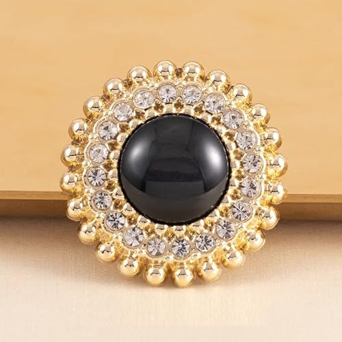 LIBERGA 10 Stück Strass Knöpfe mit Goldrand Und Schaft, Runder Metallknopf für Kleidung Strickjacken Mäntel Bastelprojekte, Schwarz, 23mm LIBERGA 10 Stück Strass Knöpfe mit Goldrand Und Schaft, Runder Metallknopf für Kleidung Strickjacken Mäntel Bastelprojekte, Schwarz, 23mm von LIBERGA