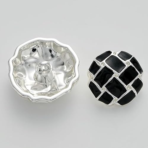 LIBERGA 10 Stück Unregelmäßige Runde Knöpfe mit Schaft, Modischer Metall Nähknöpfe für Kleidung Strickjacken Mäntel Bastelprojekte, Silberrand, Schwarz, 23mm LIBERGA 10 Stück Unregelmäßige Runde Knöpfe mit Schaft, Modischer Metall Nähknöpfe für Kleidung Strickjacken Mäntel Bastelprojekte, Silberrand, Schwarz, 23mm von LIBERGA