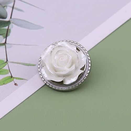 LIBERGA 10 Stück Weiße Blumen Knöpfe mit Schaft, Runder Knopf für Kleidung Strickjacken Mantel Bastelprojekte, Silberrand, 25mm LIBERGA 10 Stück Weiße Blumen Knöpfe mit Schaft, Runder Knopf für Kleidung Strickjacken Mantel Bastelprojekte, Silberrand, 25mm von LIBERGA