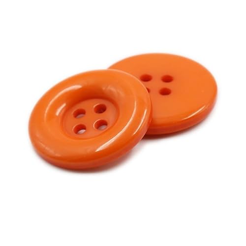 LIBERGA 100 Stück Runde Harz Knöpfe, 4 Löcher, Nähknöpfe für Kleidung Strickjacken Mäntel Bastelprojekte, Orange, 30mm von LIBERGA