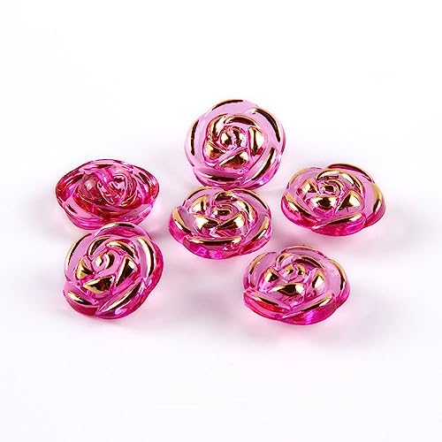 LIBERGA 20 Stück 13mm Blumen Knöpfe Mit Schaft, Niedlicher Dekorativer Nähknopf Für Kleidung, Strickjacken, Hemden, Bastelprojekte, Rosenrot von LIBERGA