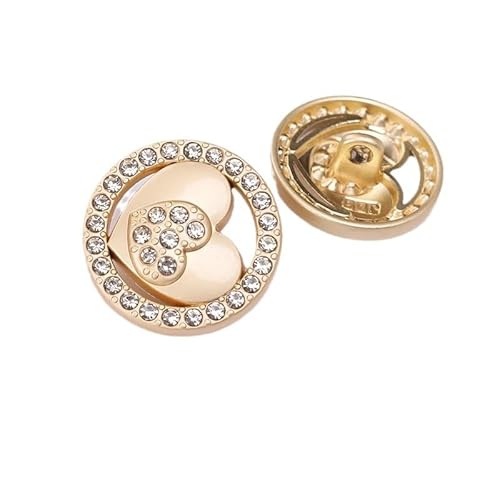 LIBERGA 20 Stück Dekorative Runde Knöpfe mit Strassherzen für Kleidung Strickjacken Mäntel Bastelprojekte, Golden, 23mm LIBERGA 20 Stück Dekorative Runde Knöpfe mit Strassherzen für Kleidung Strickjacken Mäntel Bastelprojekte, Golden, 23mm von LIBERGA