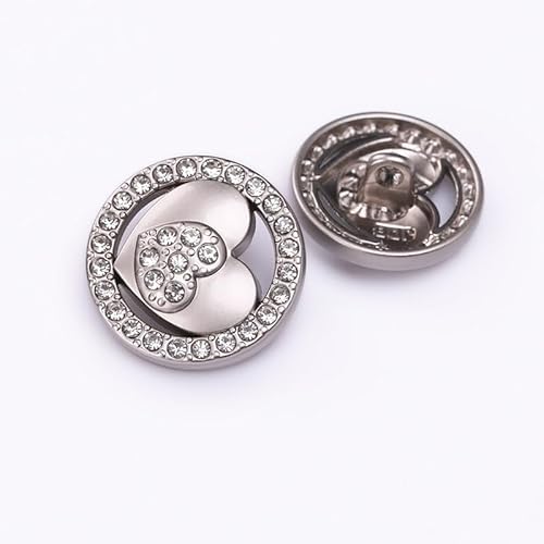 LIBERGA 20 Stück Dekorative Runde Knöpfe mit Strassherzen für Kleidung Strickjacken Mäntel Bastelprojekte, Silber, 23mm LIBERGA 20 Stück Dekorative Runde Knöpfe mit Strassherzen für Kleidung Strickjacken Mäntel Bastelprojekte, Silber, 23mm von LIBERGA