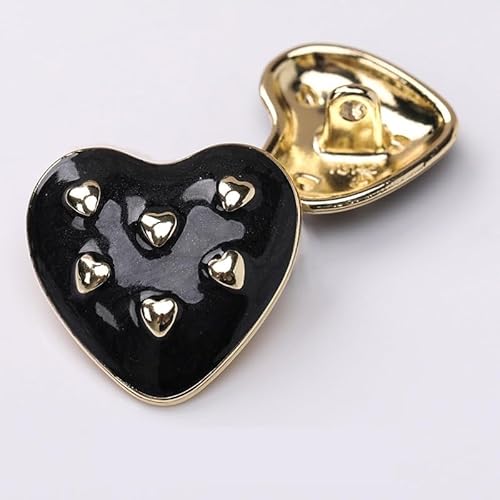 LIBERGA 20 Stück Herzförmige Knöpfe mit Goldenem Rand für Kleidung Strickjacken Mäntel Bastelprojekte, Schwarz, 23mm LIBERGA 20 Stück Herzförmige Knöpfe mit Goldenem Rand für Kleidung Strickjacken Mäntel Bastelprojekte, Schwarz, 23mm von LIBERGA