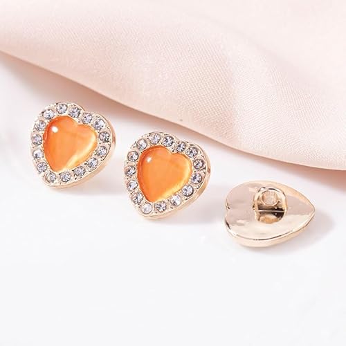 LIBERGA 20 Stück Herzform Knöpfe mit Schaft, Kleiner Nähknöpfe für Kleidung Hemd Bastelprojekte, Orange, 11mm von LIBERGA