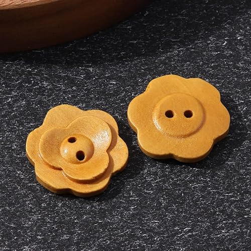 LIBERGA 20 Stück Holz Knöpfe, 2 Löcher, Blumenformknopf für Kleidung Strickjacken Mantel Bastelprojekte, 23mm von LIBERGA