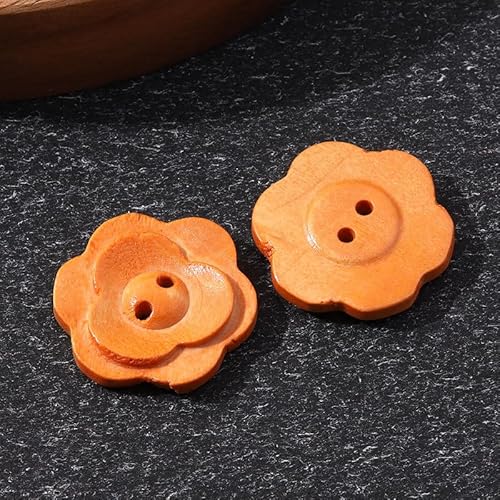 LIBERGA 20 Stück Holz Knöpfe, 2 Löcher, Blumenformknopf für Kleidung Strickjacken Mantel Bastelprojekte, 30mm von LIBERGA
