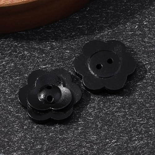 LIBERGA 20 Stück Holz Knöpfe, 2 Löcher, Blumenformknopf für Kleidung Strickjacken Mantel Bastelprojekte, Schwarz, 15mm LIBERGA 20 Stück Holz Knöpfe, 2 Löcher, Blumenformknopf für Kleidung Strickjacken Mantel Bastelprojekte, Schwarz, 15mm von LIBERGA