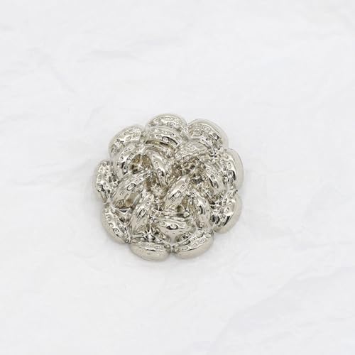 LIBERGA 20 Stück Imitierte Gewebte Blumen Metall Knöpfe Mit Schaft, Modischer Nähknöpfe Für Damen Kleidung Strickjacken Mäntel Bastelprojekte, Silber, 20mm von LIBERGA