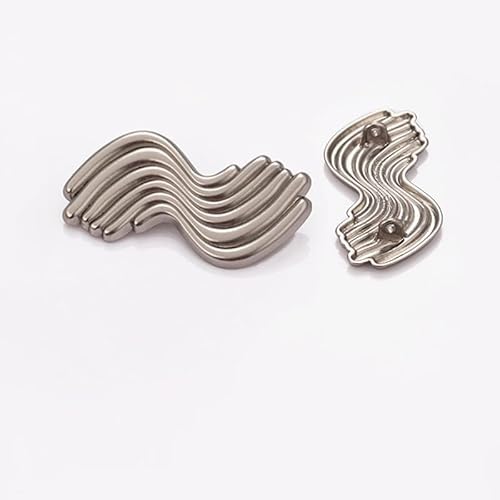 LIBERGA 20 Stück Knöpfe mit Geschwungenen Linien, Metall Knöpfe mit Doppeltem Schaft für Kleidung Strickjacken Mäntel Bastelprojekte, Silber, 30mm × 14mm von LIBERGA