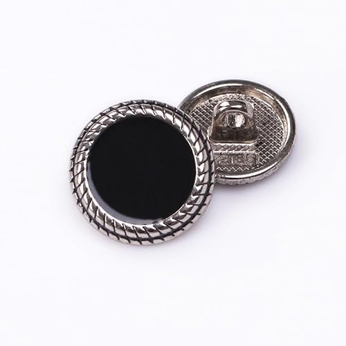 LIBERGA 20 Stück Modische Runde Knöpfe für Kleidung Strickjacken Mäntel Bastelprojekte, Silberrand, Schwarz, 15mm LIBERGA 20 Stück Modische Runde Knöpfe für Kleidung Strickjacken Mäntel Bastelprojekte, Silberrand, Schwarz, 15mm von LIBERGA