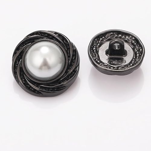 LIBERGA 20 Stück Perlmutt Knöpfe mit Spiralrand Und Schaft, Runder Metallknopf für Kleidung Strickjacken Mäntel Bastelprojekte, Schwarz, 18mm LIBERGA 20 Stück Perlmutt Knöpfe mit Spiralrand Und Schaft, Runder Metallknopf für Kleidung Strickjacken Mäntel Bastelprojekte, Schwarz, 18mm von LIBERGA