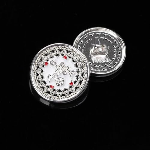 LIBERGA 20 Stück Runde Knöpfe mit Blumendekor für Kleidung Strickjacken Mäntel Bastelprojekte, Silberrand, Weiß, 23mm LIBERGA 20 Stück Runde Knöpfe mit Blumendekor für Kleidung Strickjacken Mäntel Bastelprojekte, Silberrand, Weiß, 23mm von LIBERGA
