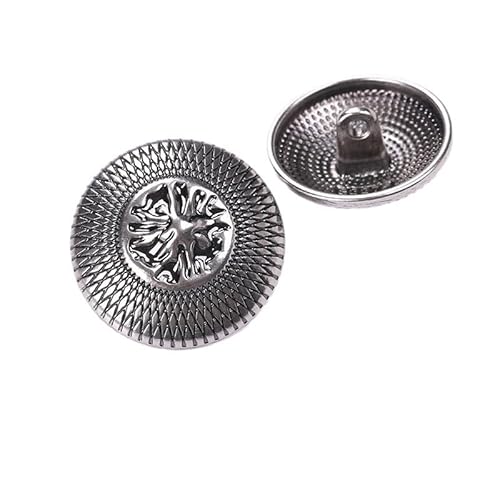 LIBERGA 20 Stück Runde Knöpfe mit Schaft, Modischer Metallknopf für Kleidung Strickjacken Mäntel Bastelprojekte, Silber, 15mm von LIBERGA