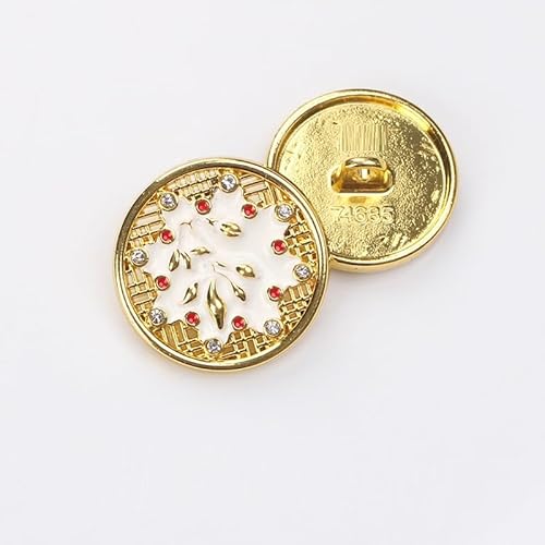 LIBERGA 20 Stück Runde Knöpfe mit Zweigmuster für Kleidung Strickjacken Mäntel Bastelprojekte, Goldener Rand, Weiß, 20mm von LIBERGA
