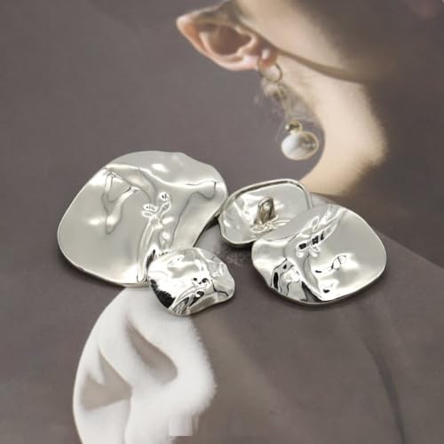 LIBERGA 20 Stück Unregelmäßige Metall Knöpfe Mit Schaft, Modische Dekorative Nähknöpfe Für Kleidung Strickjacken Mäntel Bastelprojekte, Silber, 40mm LIBERGA 20 Stück Unregelmäßige Metall Knöpfe Mit Schaft, Modische Dekorative Nähknöpfe Für Kleidung Strickjacken Mäntel Bastelprojekte, Silber, 40mm von LIBERGA