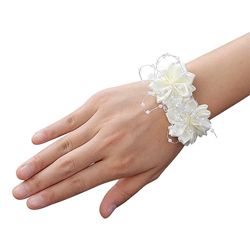LIBERGA 2Er-Set Weiße Elfenbein Handgelenk Korsage Zur Hochzeit, Perlen Handgelenk Blume Für Brautjungfern, Abschlussball Party Dekoration Handblume LIBERGA 2Er-Set Weiße Elfenbein Handgelenk Korsage Zur Hochzeit, Perlen Handgelenk Blume Für Brautjungfern, Abschlussball Party Dekoration Handblume von LIBERGA