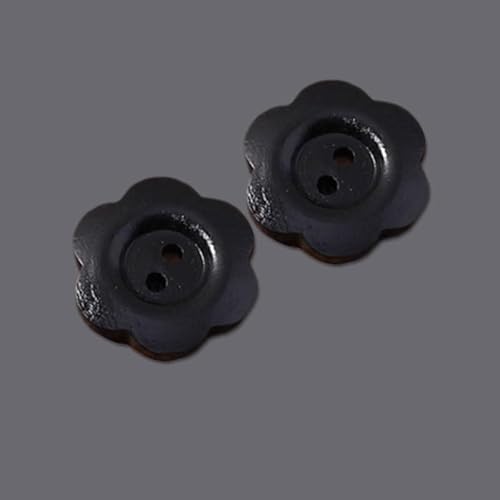 LIBERGA 30 Stück Blumen Knöpfe Aus Holz, 2 Löcher, Süßer Nähknöpfe für Kleidung Strickjacken Mantel Bastelprojekte, Schwarz, 18mm von LIBERGA
