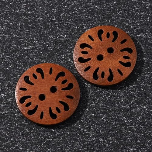 LIBERGA 30 Stück Holz Knöpfe, 2 Löcher, Runder Hohler Nähknöpfe für Kleidung Strickjacken Mantel Bastelprojekte, 18mm von LIBERGA