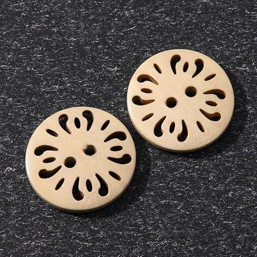 LIBERGA 30 Stück Holz Knöpfe, 2 Löcher, Runder Hohler Nähknöpfe für Kleidung Strickjacken Mantel Bastelprojekte, 28mm von LIBERGA