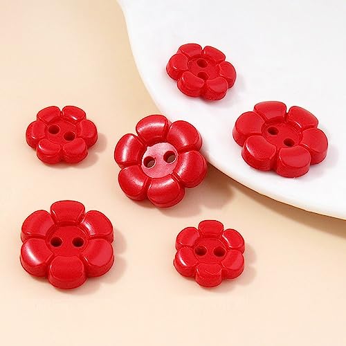 LIBERGA 30 Stück Knöpfe In Blumenform, Niedliche Dekorative Knöpfe Für Kleidung, Strickjacken, Hemden, Bastelprojekte, Rot, 11mm LIBERGA 30 Stück Knöpfe In Blumenform, Niedliche Dekorative Knöpfe Für Kleidung, Strickjacken, Hemden, Bastelprojekte, Rot, 11mm von LIBERGA