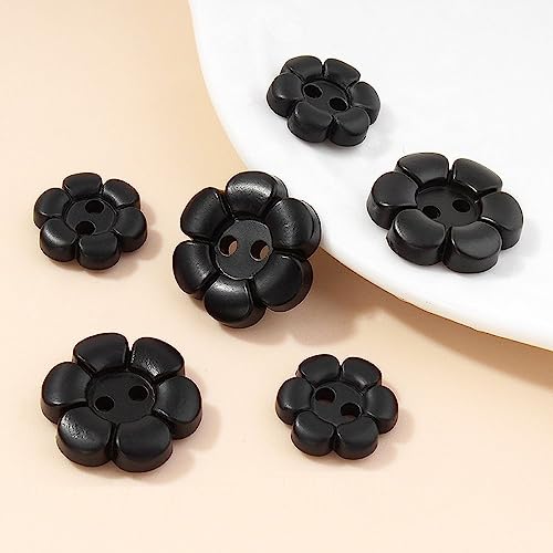 LIBERGA 30 Stück Knöpfe In Blumenform, Niedliche Dekorative Knöpfe Für Kleidung, Strickjacken, Hemden, Bastelprojekte, Schwarz, 11mm LIBERGA 30 Stück Knöpfe In Blumenform, Niedliche Dekorative Knöpfe Für Kleidung, Strickjacken, Hemden, Bastelprojekte, Schwarz, 11mm von LIBERGA